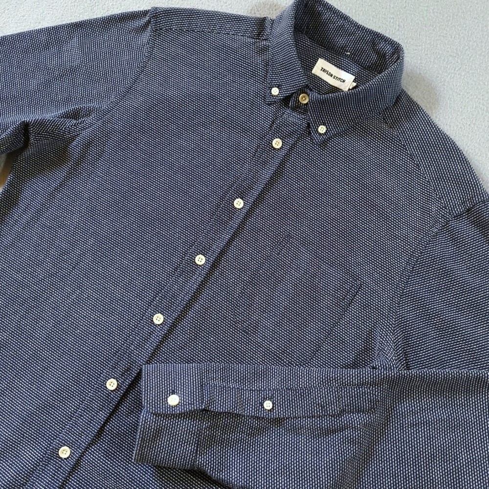 Taylor Stitch The Jack Shirt Mens 40 M Navy Blue Organic Cotton Button Down
